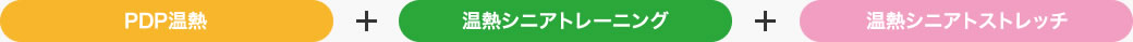 PDP温熱 + 加熱シニアトレーニング + 温熱師にはストレッチ