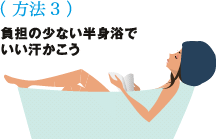 方法3負担の少ない半身浴でいい汗をかこう